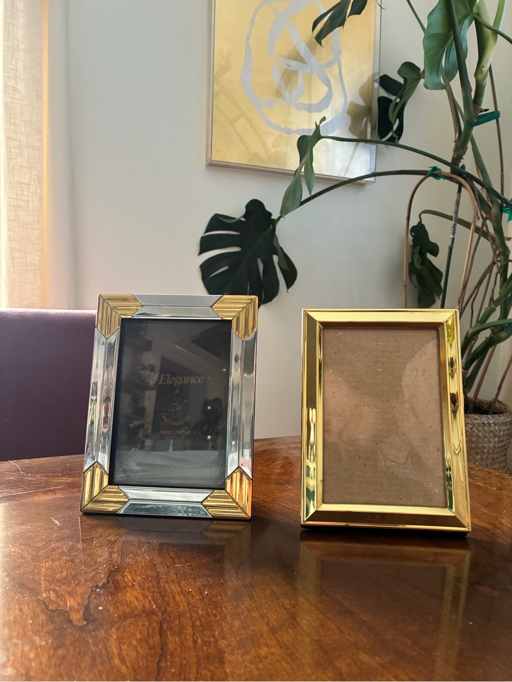 FETCO & d’ELEGANCE 3.5x5 Frames — Sleek Brass & Chrome Vintage 80s